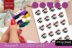 Mardi Gras Round Sticker - Carnival Printable Sticker Sheet Product Image 1