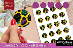 Mardi Gras Round Sticker - Carnival Printable Sticker Sheet Product Image 1