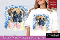 Mastiff Dog Square Tshirt Background Floral Dog PNG Product Image 1