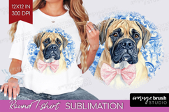 Mastiff Dog Round Tshirt Background Floral Dog PNG Product Image 1