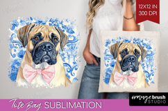 Mastiff Dog Tote Bag Floral Dog Tote Bag PNG Sublimation Product Image 1