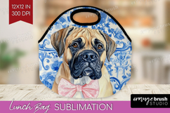 Mastiff Dog Lunch Bag Floral Dog Lunch Bug PNG Sublimation Product Image 1