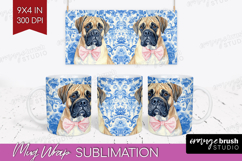 Mastiff Dog Mug Wrap Floral Dog Mug PNG Sublimation Product Image 1