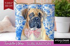 Mastiff Dog Tumbler Wrap Floral Dog Tumbler PNG Sublimation Product Image 1