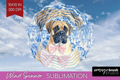 Mastiff Dog Wind Spinner Sublimation PNG Floral Dog Round Product Image 1