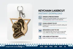 Medieval Helmet Geometric Keychain SVG | Knight Design Product Image 2