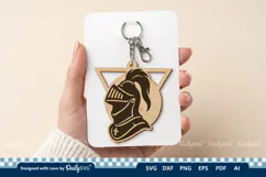 Medieval Helmet Geometric Keychain SVG | Knight Design Product Image 3