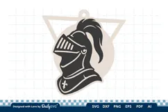 Medieval Helmet Geometric Keychain SVG | Knight Design Product Image 1