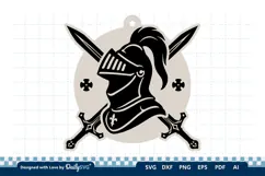 Medieval Sword and Helmet Keychain SVG Product Image 1