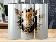 3D Hole In A Wall Giraffe 20 oz Skinny Tumbler Design Product Image 2
