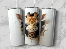 3D Hole In A Wall Giraffe 20 oz Skinny Tumbler Design Product Image 3