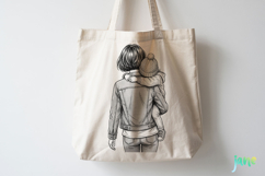 Mom and Daughter Line Art PNG Product Image 3