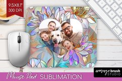Stained Glass Photo Mouse Pad PNG - Flowers Picture Frame Product Image 1