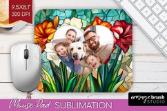 Stained Glass Photo Mouse Pad PNG - Flowers Picture Frame Product Image 1