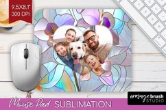 Stained Glass Photo Mouse Pad PNG - Flowers Picture Frame Product Image 1