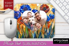 Stained Glass Photo Mouse Pad PNG - Flowers Picture Frame Product Image 1