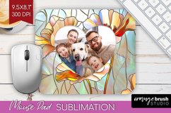 Stained Glass Photo Mouse Pad PNG - Flowers Picture Frame Product Image 1