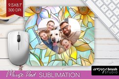 Stained Glass Photo Mouse Pad PNG - Flowers Picture Frame Product Image 1