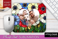 Stained Glass Photo Mouse Pad PNG - Flowers Picture Frame Product Image 1