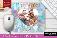 Stained Glass Photo Mouse Pad PNG - Flowers Picture Frame Product Image 1