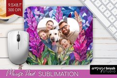 Stained Glass Photo Mouse Pad PNG - Flowers Picture Frame Product Image 1