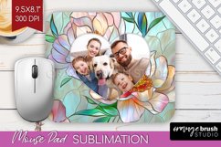 Stained Glass Photo Mouse Pad PNG - Flowers Picture Frame Product Image 1