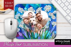 Stained Glass Photo Mouse Pad PNG - Flowers Picture Frame Product Image 1