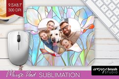 Stained Glass Photo Mouse Pad PNG - Flowers Picture Frame Product Image 1