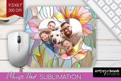 Stained Glass Photo Mouse Pad PNG - Flowers Picture Frame Product Image 1