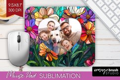 Stained Glass Photo Mouse Pad PNG - Flowers Picture Frame Product Image 1