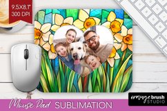 Stained Glass Photo Mouse Pad PNG - Flowers Picture Frame Product Image 1