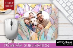 Stained Glass Photo Mouse Pad PNG - Flowers Picture Frame Product Image 1