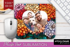 Stained Glass Photo Mouse Pad PNG - Flowers Picture Frame Product Image 1