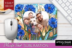Stained Glass Photo Mouse Pad PNG - Flowers Picture Frame Product Image 1