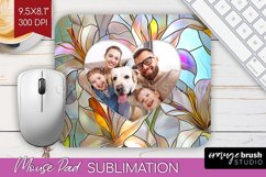 Stained Glass Photo Mouse Pad PNG - Flowers Picture Frame Product Image 1