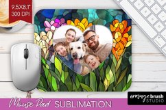 Stained Glass Photo Mouse Pad PNG - Flowers Picture Frame Product Image 1