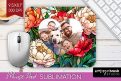 Stained Glass Photo Mouse Pad PNG - Flowers Picture Frame Product Image 1
