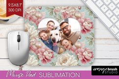 Floral Photo Mouse Pad PNG - Peony Flower Picture Frame Pad Product Image 1