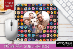 Retro Flowers Photo Mouse Pad PNG - Floral Picture Frame Pad Product Image 1