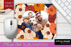 Retro Flowers Photo Mouse Pad PNG - Floral Picture Frame Pad Product Image 1
