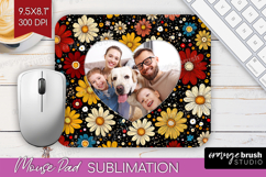 Retro Flowers Photo Mouse Pad PNG - Floral Picture Frame Pad Product Image 1