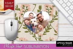 Flowers Photo Mouse Pad PNG - Vintage Floral Picture Frame Product Image 1
