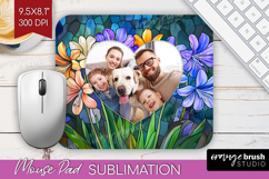 Stained Glass Photo Mouse Pad PNG - Flowers Picture Frame Product Image 1