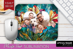 Stained Glass Photo Mouse Pad PNG - Flowers Picture Frame Product Image 1