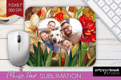 Stained Glass Photo Mouse Pad PNG - Flowers Picture Frame Product Image 1