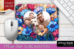 Stained Glass Photo Mouse Pad PNG - Flowers Picture Frame Product Image 1