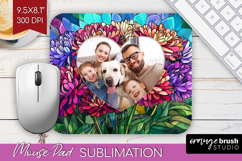 Stained Glass Photo Mouse Pad PNG - Flowers Picture Frame Product Image 1