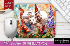 Stained Glass Photo Mouse Pad PNG - Flowers Picture Frame Product Image 1