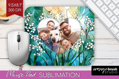 Stained Glass Photo Mouse Pad PNG - Flowers Picture Frame Product Image 1