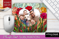Stained Glass Photo Mouse Pad PNG - Flowers Picture Frame Product Image 1